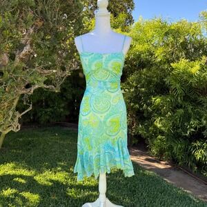 City Triangles Lime and Aqua Paisley Midi Dress